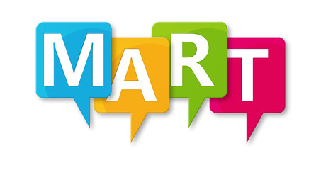 Mart - letters written in beautiful boxes on white background