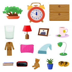 Vector illustration of dreams and night sign. Set of dreams and bedroom stock vector illustration.