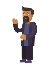 Bearded Man Dressed Casually Vector Illustration