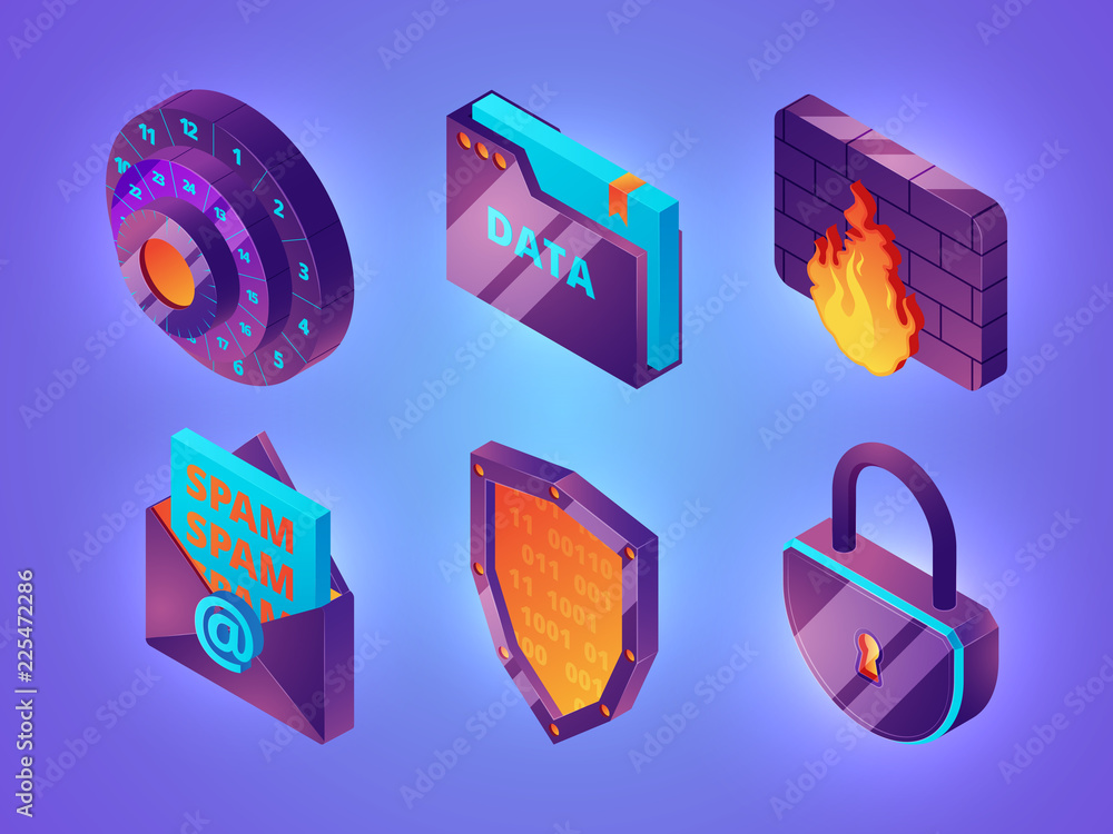 Aufkleber internet online security 3d. personal data web protection safety computer internet services firewall