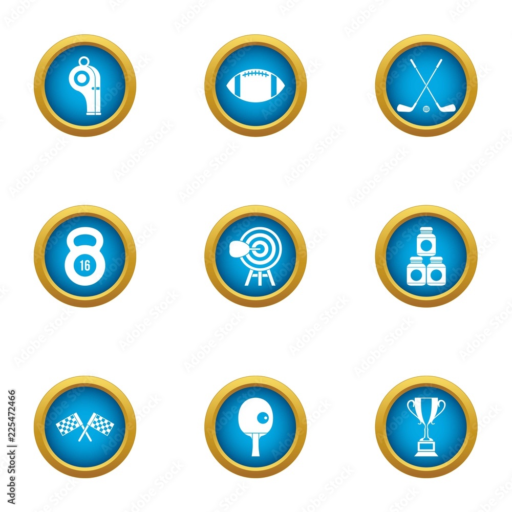 Poster triathlon icons set. flat set of 9 triathlon vector icons for web isolated on white background