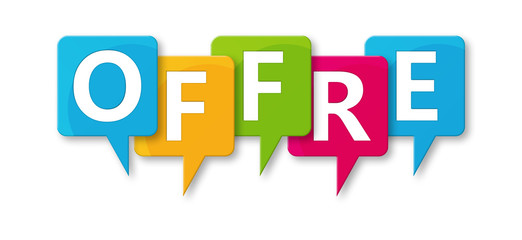 Offre - letters written in beautiful boxes on white background