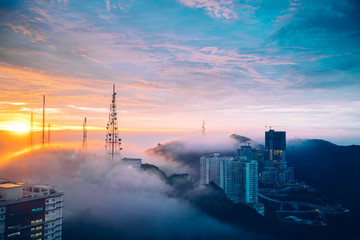 sunset over the city at Genting Highlands