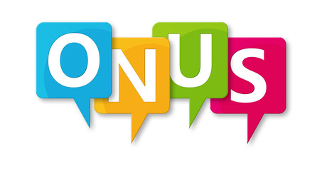 Onus - letters written in beautiful boxes on white background