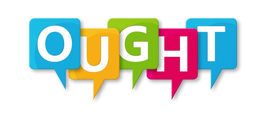 Ought - letters written in beautiful boxes on white background