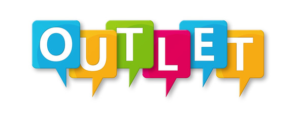 Outlet - letters written in beautiful boxes on white background