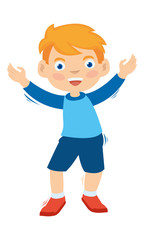 Illustration of a kid dancing with shake up his hand