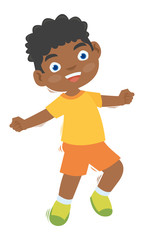Cartoon of African boy dancing with cute expression