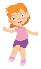 Cartoon of cute girl dancing and he look so spirit