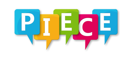 Piece - letters written in beautiful boxes on white background