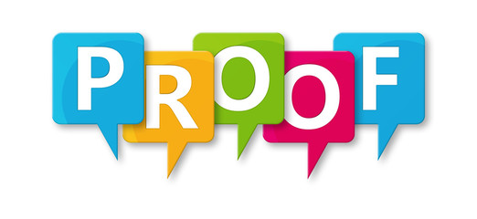 Proof - letters written in beautiful boxes on white background