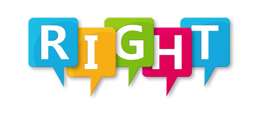 Right - letters written in beautiful boxes on white background