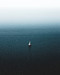 lonely yacht in the black sea