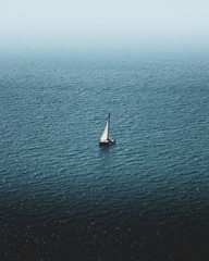 lonely yacht in the black sea