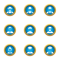 Beneficiary icons set. Flat set of 9 beneficiary vector icons for web isolated on white background