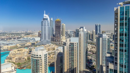Fototapeta na wymiar Dubai downtown during all day timelapse
