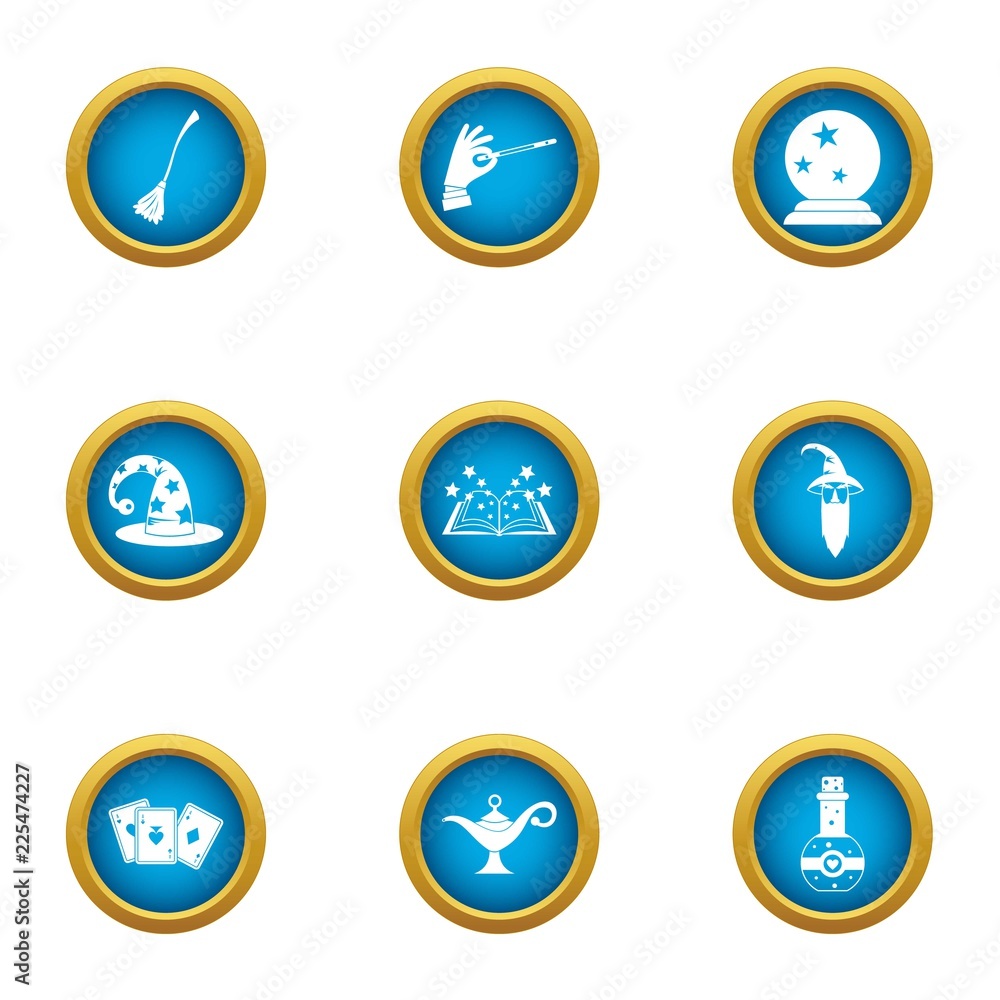 Poster fortuneteller icons set. flat set of 9 fortuneteller vector icons for web isolated on white backgrou