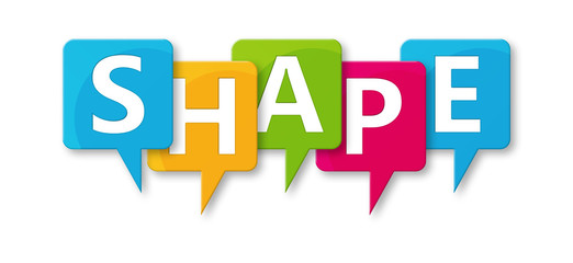 Shape - letters written in beautiful boxes on white background