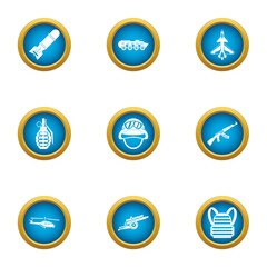 Bombard icons set. Flat set of 9 bombard vector icons for web isolated on white background