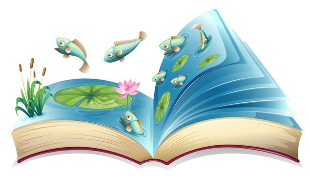 Fish in the pond open book