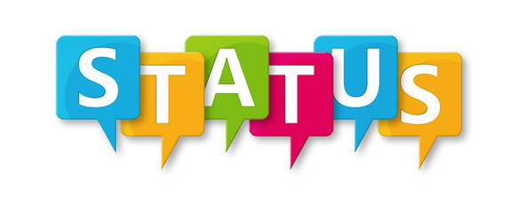 Status - letters written in beautiful boxes on white background