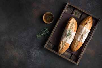 Baguette bread with rosemary