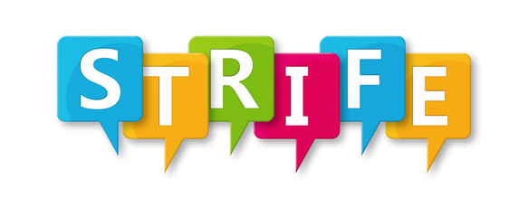 Strife - letters written in beautiful boxes on white background