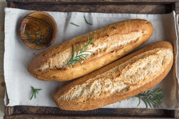 Homemade bread with rosemary