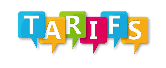 Tarifs - letters written in beautiful boxes on white background