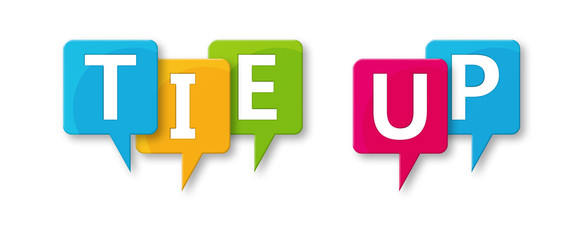 Tie Up - letters written in beautiful boxes on white background