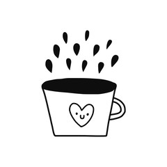 Coffee cup illustration black and white colors
