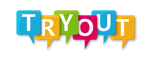 Tryout - letters written in beautiful boxes on white background