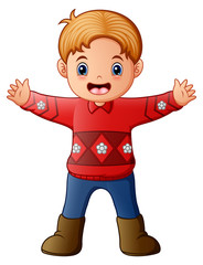 Cartoon of boy wearing a red sweater