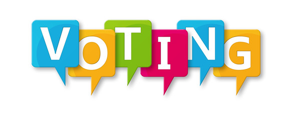 Voting - letters written in beautiful boxes on white background