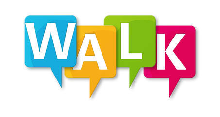 Walk - letters written in beautiful boxes on white background