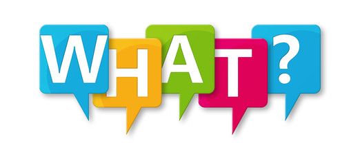What? - letters written in beautiful boxes on white background