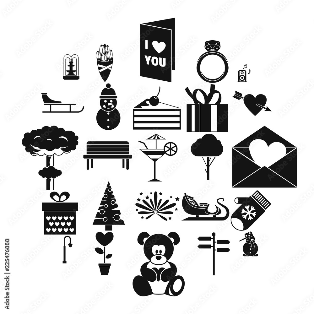 Poster winter walk icons set. simple set of 25 winter walk vector icons for web isolated on white backgroun