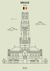 Fototapeta premium Belfry in Brugge, Belgium. Landmark icon