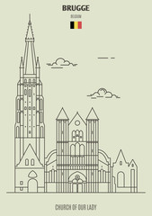 Church of Our Lady in Brugge, Belgium. Landmark icon