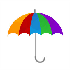 Polygonal umbrella icon. Rain protection symbol. Vector illustration. Flat design style.