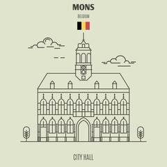 City Hall in Mons, Belgium. Landmark icon