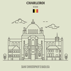 Saint Christopher's Basilica in Charleroi, Belgium. Landmark icon