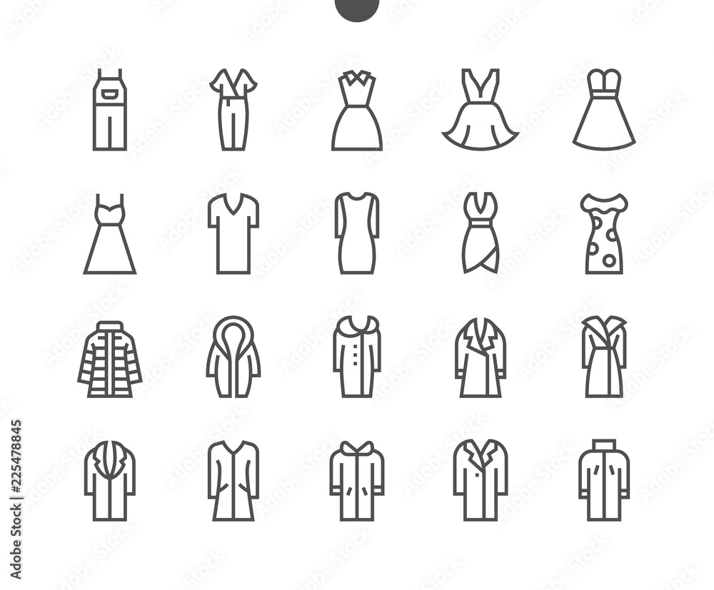 Poster clothes ui pixel perfect well-crafted vector thin line icons 48x48 grid for web graphics and apps. s