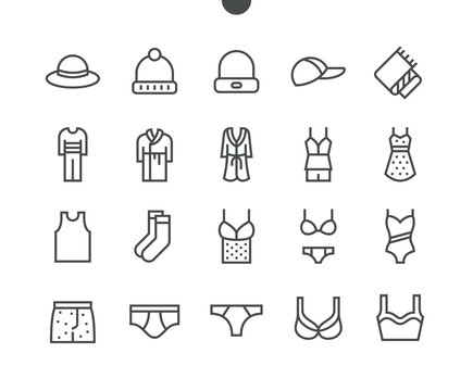 Clothes UI Pixel Perfect Well-crafted Vector Thin Line Icons 48x48 Grid for Web Graphics and Apps. Simple Minimal Pictogram Part 1-5