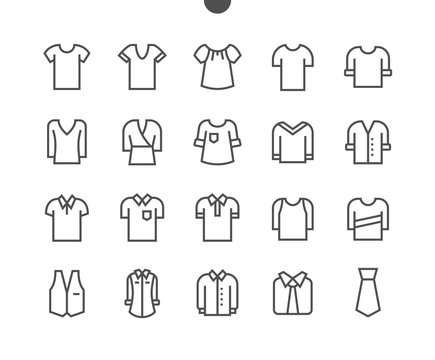 Clothes UI Pixel Perfect Well-crafted Vector Thin Line Icons 48x48 Grid for Web Graphics and Apps. Simple Minimal Pictogram Part 3-5