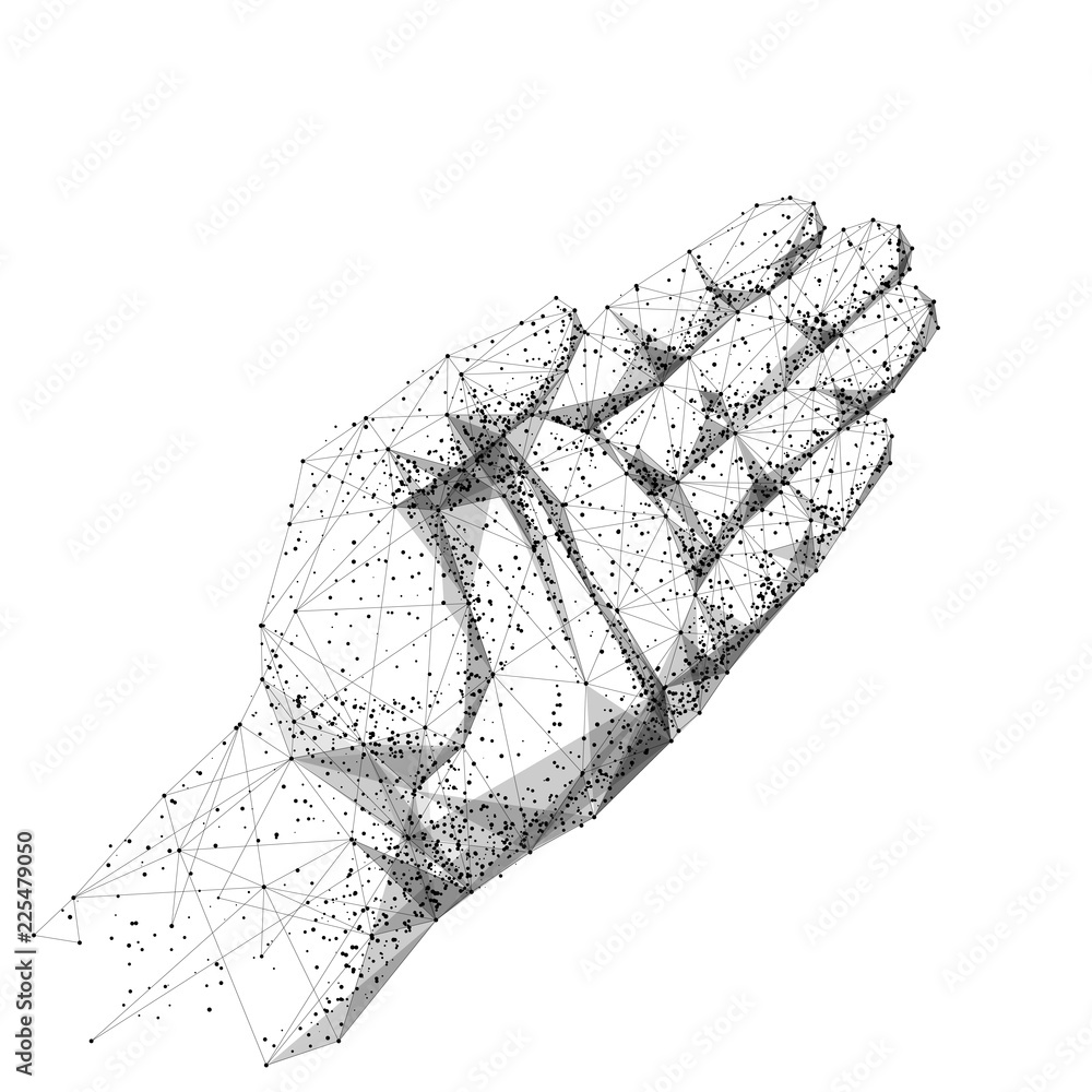 Aufkleber human palm or wrist. isolated black vector illustration in low-poly style on a white background. the