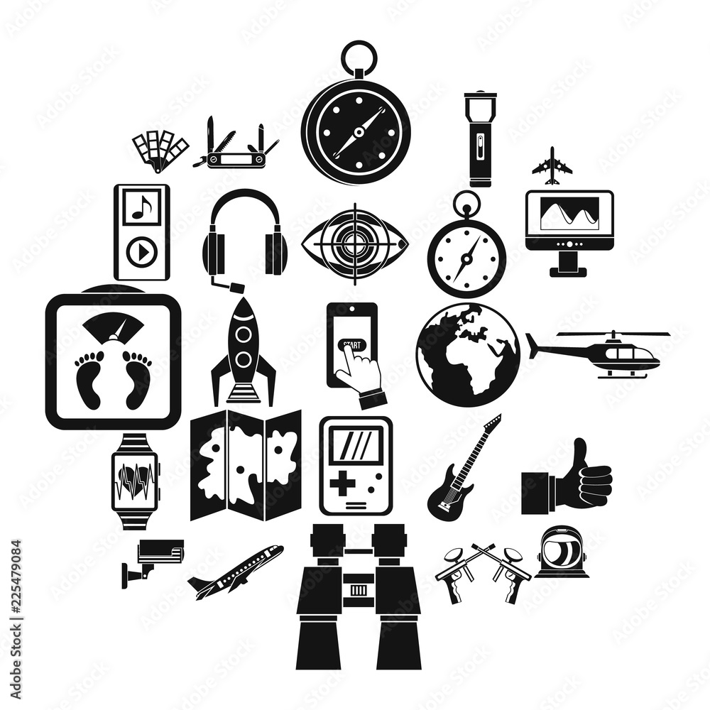 Poster flight icons set. simple set of 25 flight vector icons for web isolated on white background