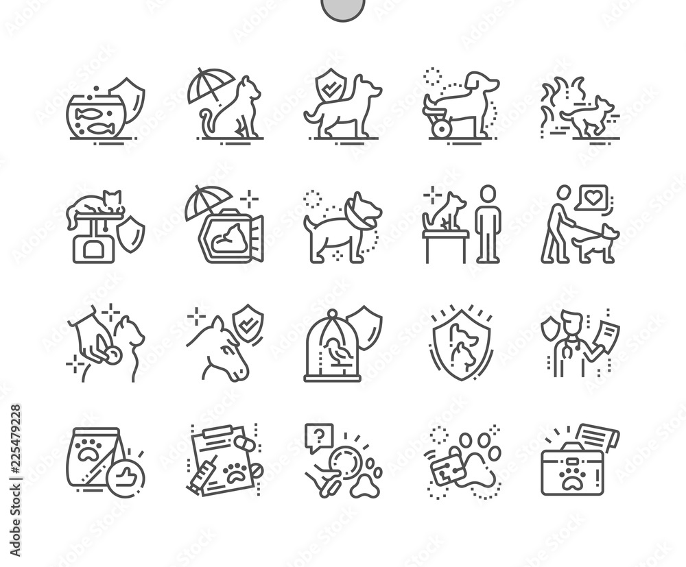 Aufkleber pet insurance well-crafted pixel perfect vector thin line icons 30 2x grid for web graphics and apps