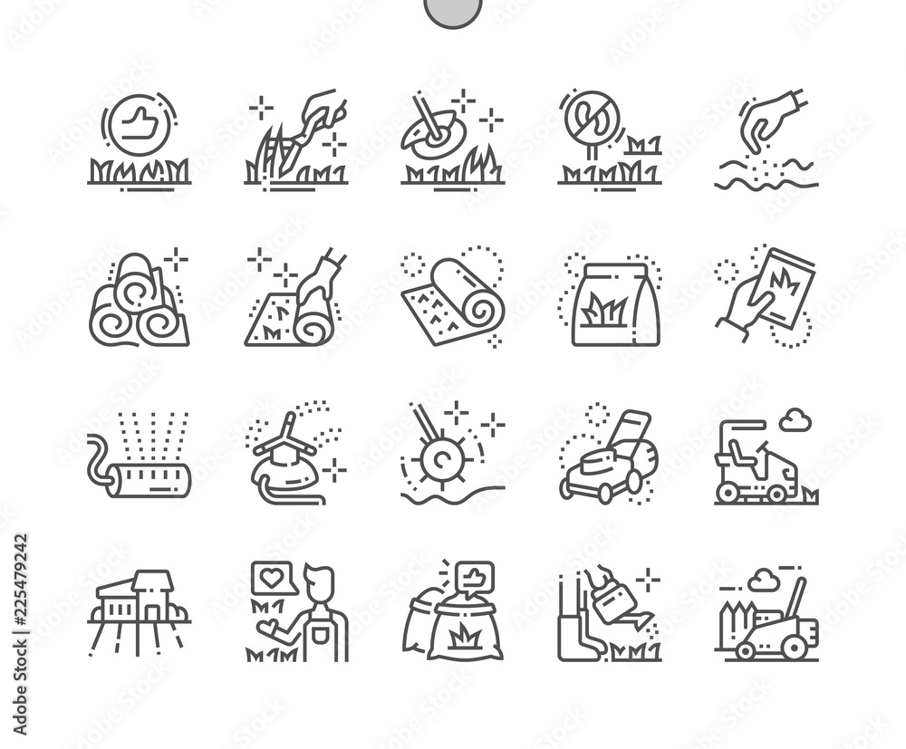 Aufkleber lawn well-crafted pixel perfect vector thin line icons 30 2x grid for web graphics and apps. simple 