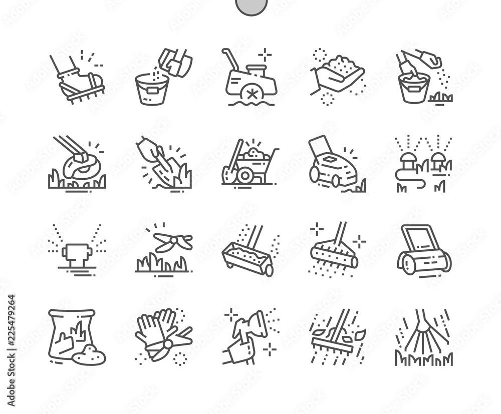Aufkleber lawn care well-crafted pixel perfect vector thin line icons 30 2x grid for web graphics and apps. si